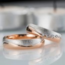 Pair of Rings Bands Steel Engraving Satin Silver Rose Gold