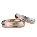 Pair of Rings Bands Steel Engraving Satin Silver Rose Gold