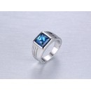 Anello Acciaio Uomo Donna Chevalier Sigillo Pietra Blu