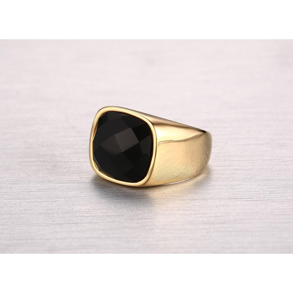Men's steel ring with gold and...