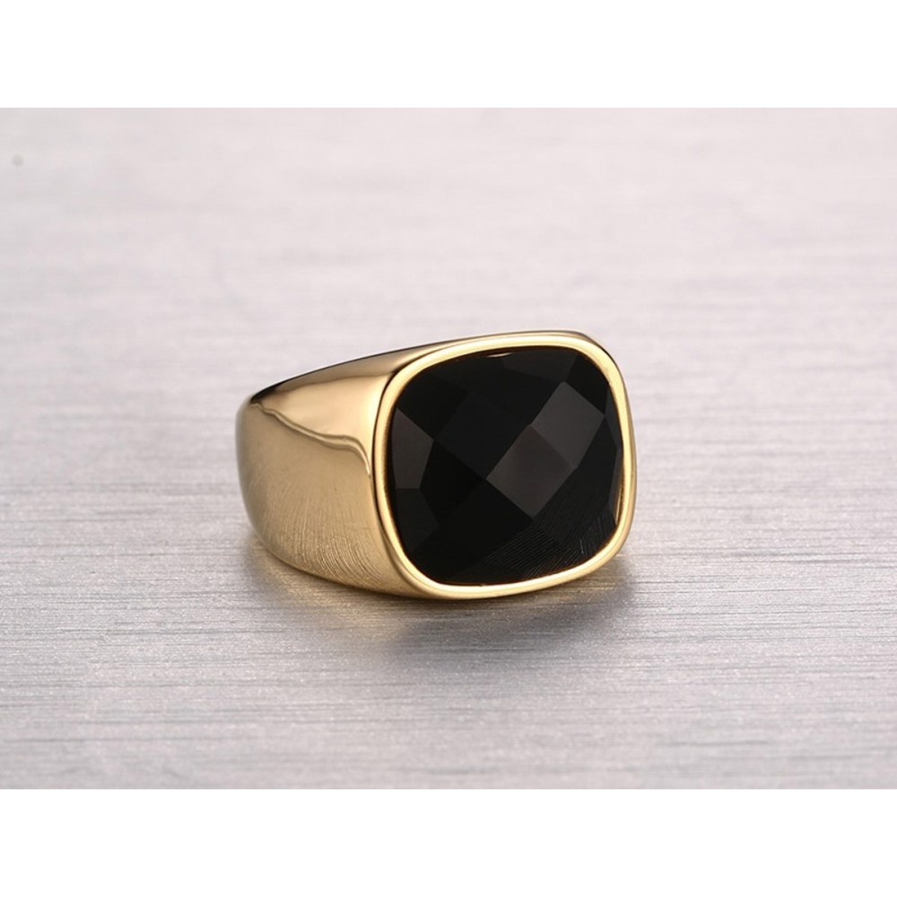 Men's steel ring with gold and...