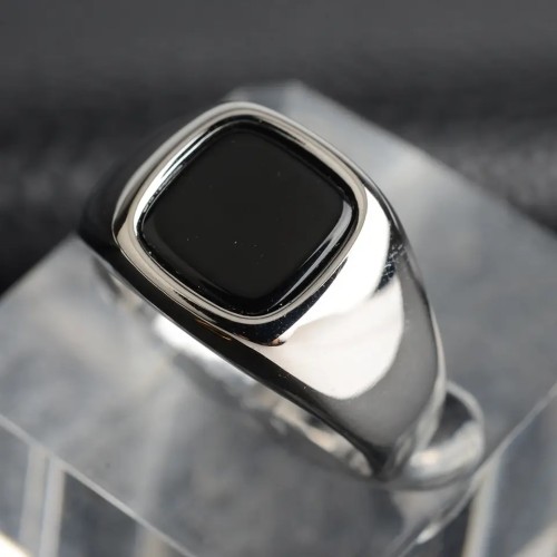 Square Silver Steel Ring... 2