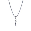 Men Women Necklace Chain Pendant Horn Silver 925%