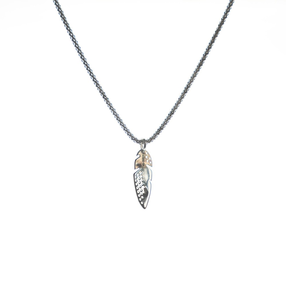 Men's Women's Feather Pendant Silver...