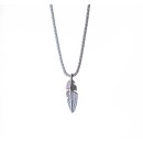 Men's Women's Feather Pendant Silver 925% Chain Necklace