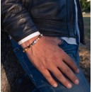 Bracelet in 6mm Natural Jade Stones and 925% Silver