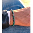 Bracelet in Natural Malachite Stones and 925% Silver