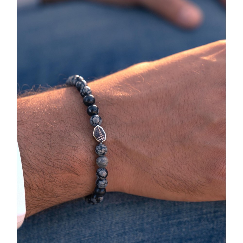 Bracelet in Natural Obsidian Stones...