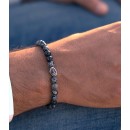 Bracelet in Natural Obsidian Stones and 925 Sterling Silver