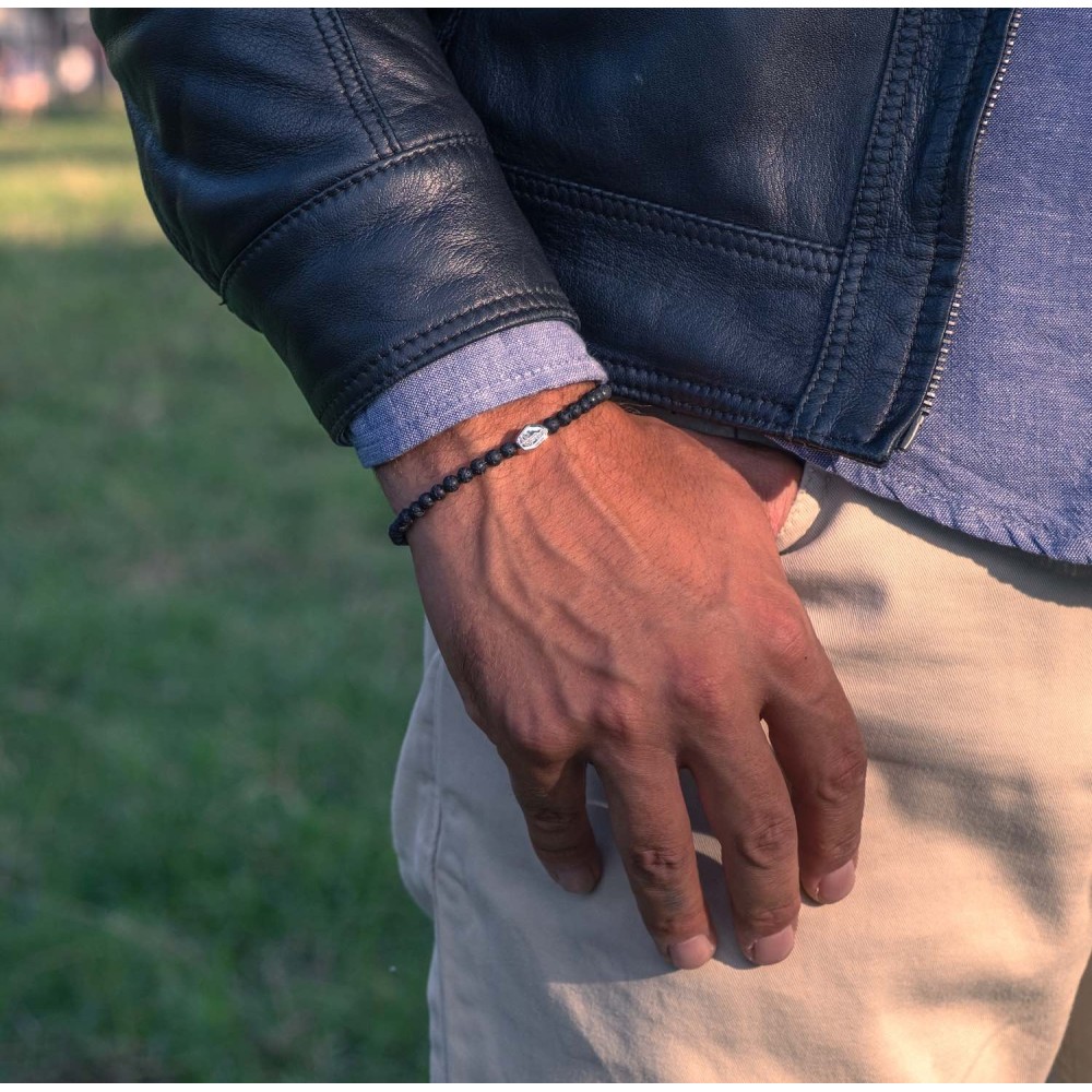 Bracciale in Pietre Naturali Lava 4mm...