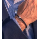 Bracelet in 4mm Natural Lava Stones and 925% Silver