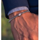 Bracelet with 4mm Hematite Natural Stone Rondelles and 925 Sterling Silver