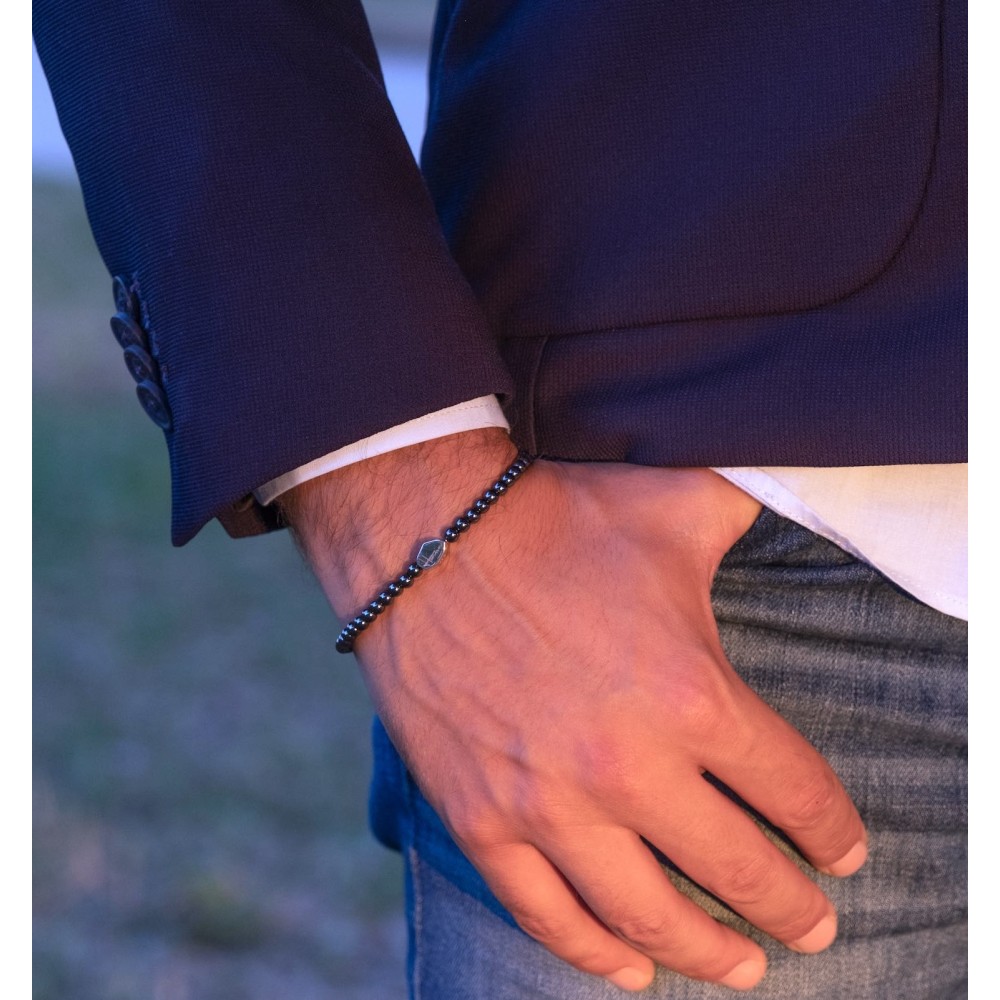 Bracciale in Pietre di Ematite 4mm e...
