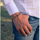 Bracciale Pietre Naturali 6 MM Turchese e Bronzite Argento 925%