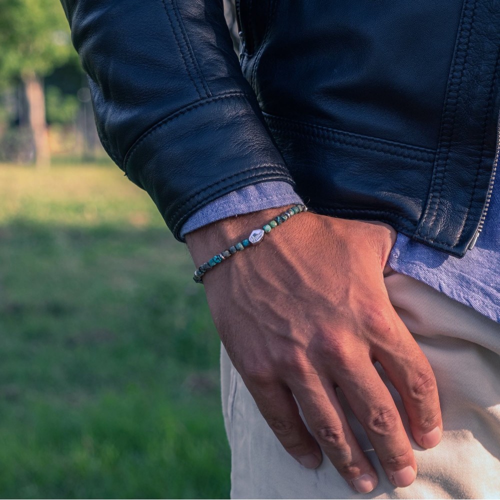 Natural Turquoise Stone Bracelet with...
