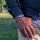 Bracciale Pietre Turchese Naturale cubo, Ematite e Argento 925%