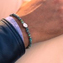 Natural Turquoise Stone Bracelet with Cube, Hematite, and 925% Silver