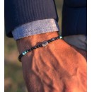 Bracciale Pietre Agata Nera, Turchese, Diaspro e Argento 925%