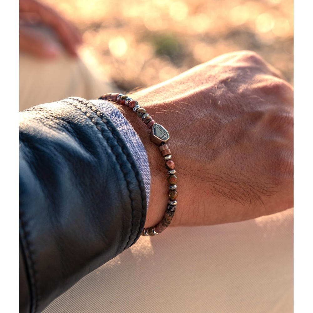 Heishi Stones Bracelet with Rodonite,...