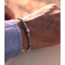 Bracciale Pietre Turchese, Diaspro, Ematite 4mm e Argento 925%