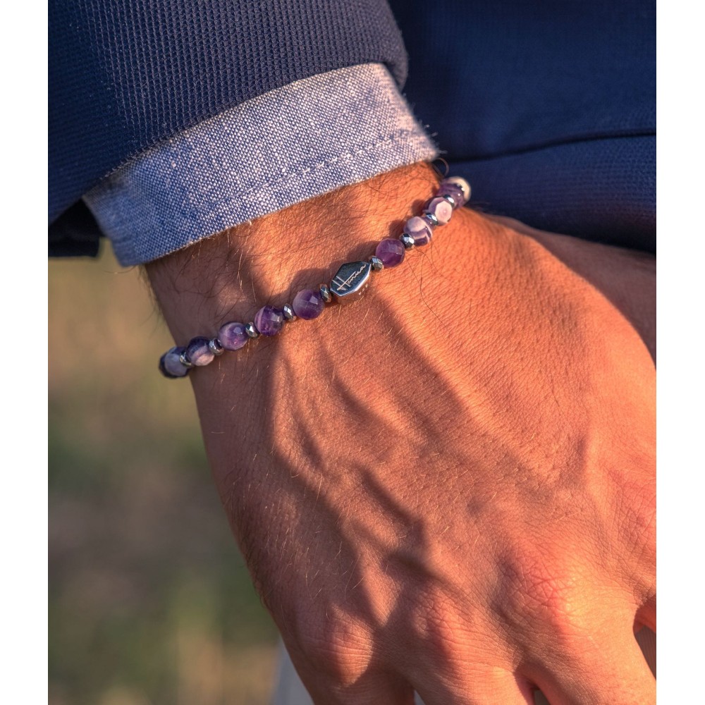 Amethyst Stone Bracelet 6mm and 925%...