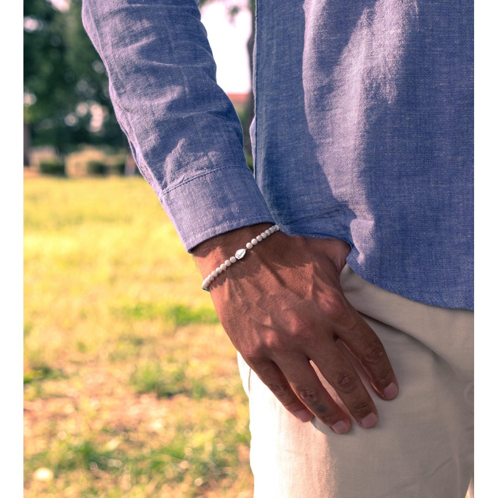 Bracelet with White Aulite Stones,...