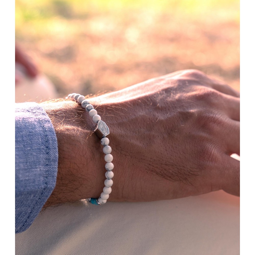 Bracelet with White Aulite Stones,...