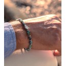 African Turquoise Bracelet, Hematite, and 925% Silver