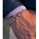 Heishi Stone Bracelet with Labradorite, Turquoise, Hematite, and 925 Sterling Silver