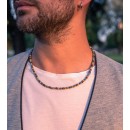 Natural Stone Necklace Turquoise, Jasper, Bronzite, and 925 Sterling Silver