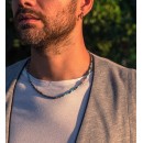 Necklace with Natural Stones Labradorite, Turquoise, Agate, and 925% Silver