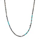 Necklace with Natural Stones Labradorite, Turquoise, Agate, and 925% Silver