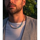 Natural Stone Necklace with Jasper, Turquoise, and 925% Silver