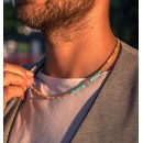 Collana pietre Naturali Diaspro, Turchese e Argento 925%