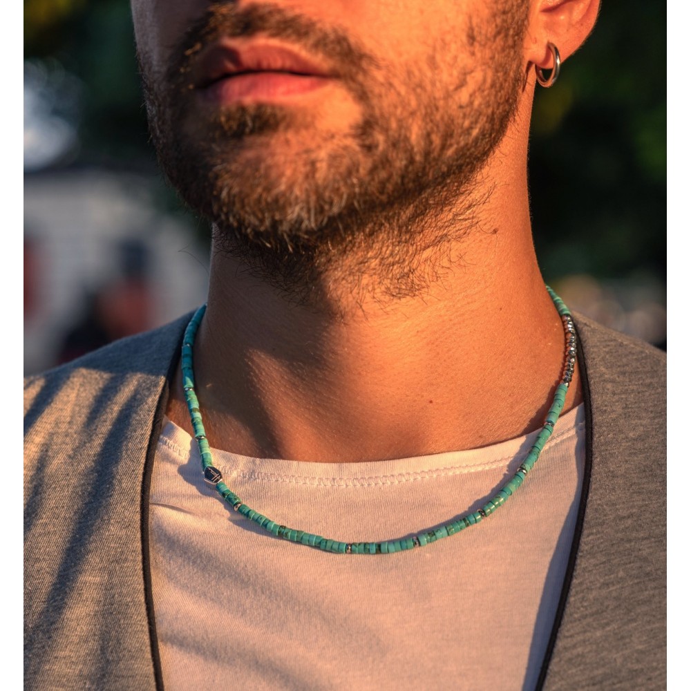 Natural Stones Necklace, Turquoise...