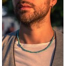 Natural Stones Necklace, Turquoise Heishi and 925% Silver