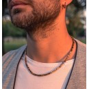 Natural Stone Necklace, Tiger's Eye, Jasper, and 925% Silver