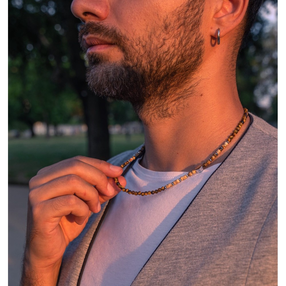 Natural Stone Necklace, Tiger's Eye,...