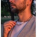 Natural Stone Necklace, Tiger's Eye, Jasper, and 925% Silver