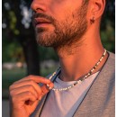 Collana pietre Naturali, Turchese, Aulite, Diaspro, Occhio di Tigre e Argento 925%