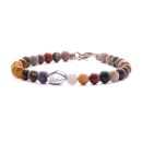 Bracelet in 6mm Natural Jade Stones and 925% Silver
