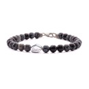 Bracelet in Natural Obsidian Stones and 925 Sterling Silver