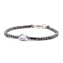 Hematite Bracelet with Natural 3mm Cube Stones and 925% Silver