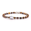 Tiger Eye, Hematite, and 925% Silver Bracelet