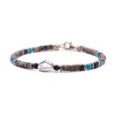Heishi Stone Bracelet Labradorite, Black Agate, Turquoise, and 925% Silver