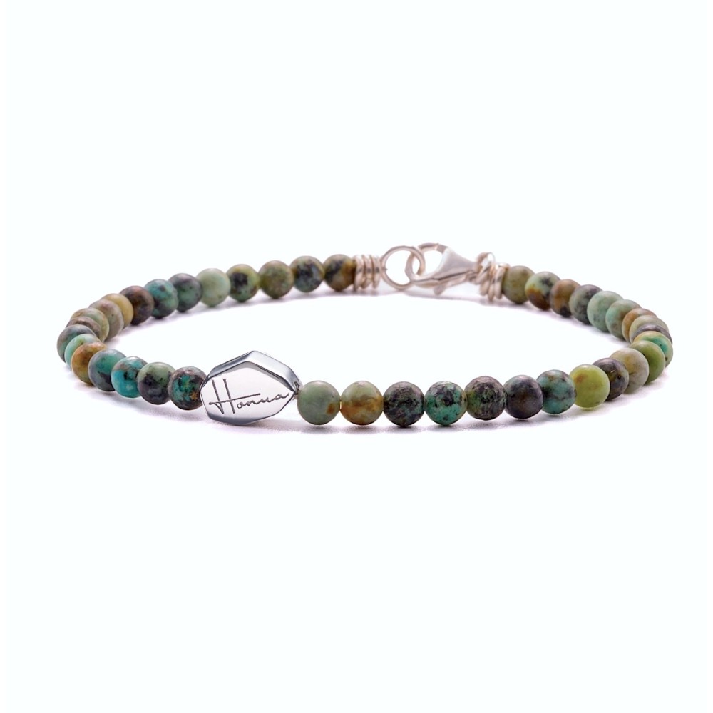 African Turquoise Stone Bracelet 4mm...