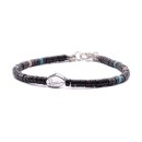 Heishi Stone Bracelet with Black Onyx, Turquoise, Jasper, and 925 Sterling Silver
