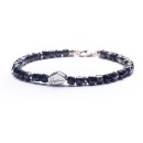 Bracciale Nero Pietre Dure Naturali Uomo Donna Argento 925