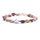 Bracelet Unisex Multicolored Irregular Mookaite Stones and 925 Sterling Silver