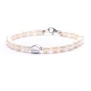 Men Women Bracelet White Pearls Hard Stones and 925% Silver